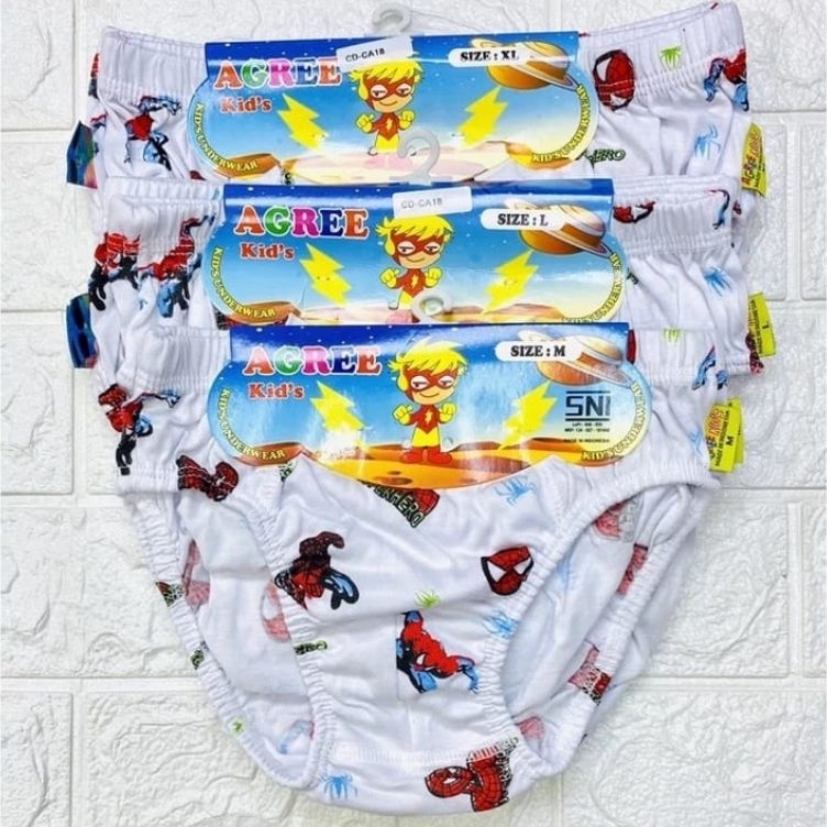 3PCS CD Agree Kids Gambar SPIDERMAN  Celana Dalam Anak cowok agree karakter Spiderman