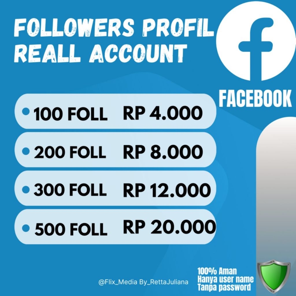 Followers FACEBOOK Profil Reall Account | Penambah Followers Profil Facebook