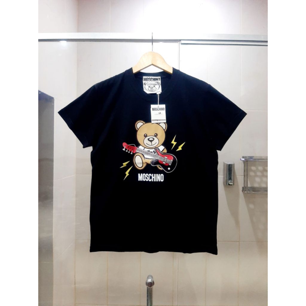 ( MOSCHINO ) KAOS T-SHIRT LADIES SHORT SLEEVE NEW EDITION BLACK 100% ORIGINAL