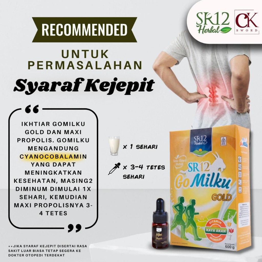 

Paket SR12 Herbal (GoMilku Gold + Maxi Propolis) - Rekomendasi Syaraf Kejepit