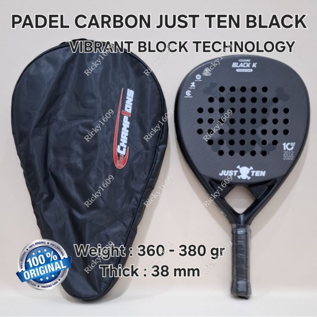 PADEL RACKET CARBON JUST TEN BLACK K EVOLUTION / RAKET PADEL CARBON JUST TEN BLACK K EVOLUTION (FULL