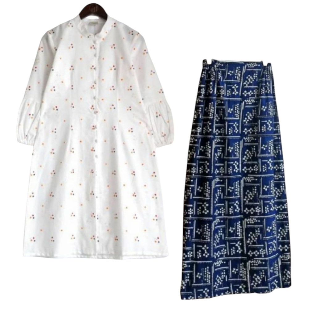 setelan  wanita rok & tunik  jumputan hand made batik cap baju kerja kantor ninik