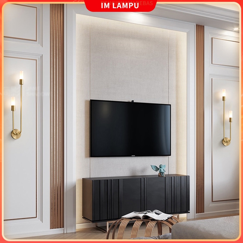 Lampu dinding emas mewah lampu dinding ruang tamu teras/tangga/balkon/kamar tidur Lampu hias 3 warna