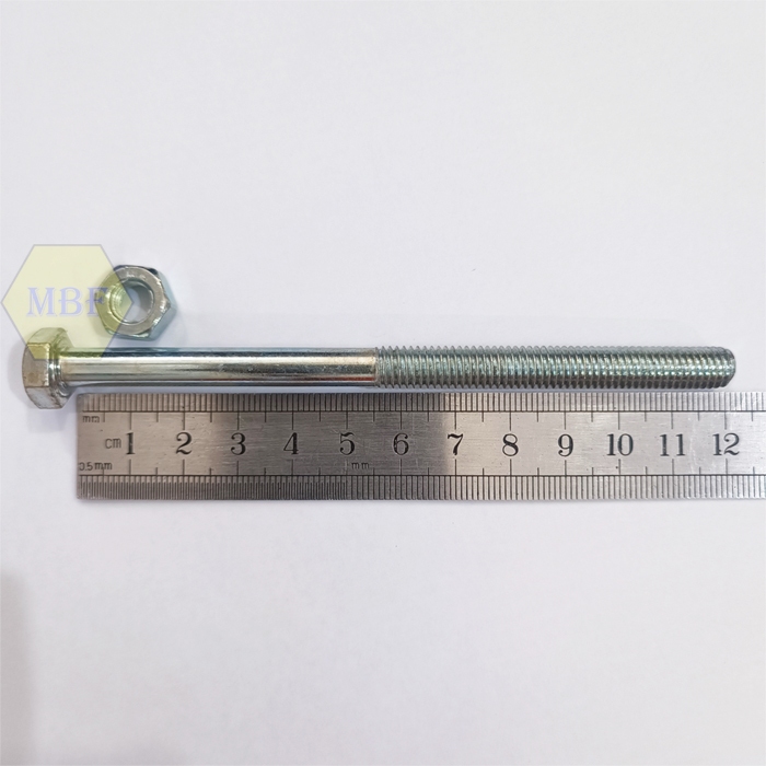 BMP M8 x 120 Baut Mur Hexagon Galvanis Putih M8x120