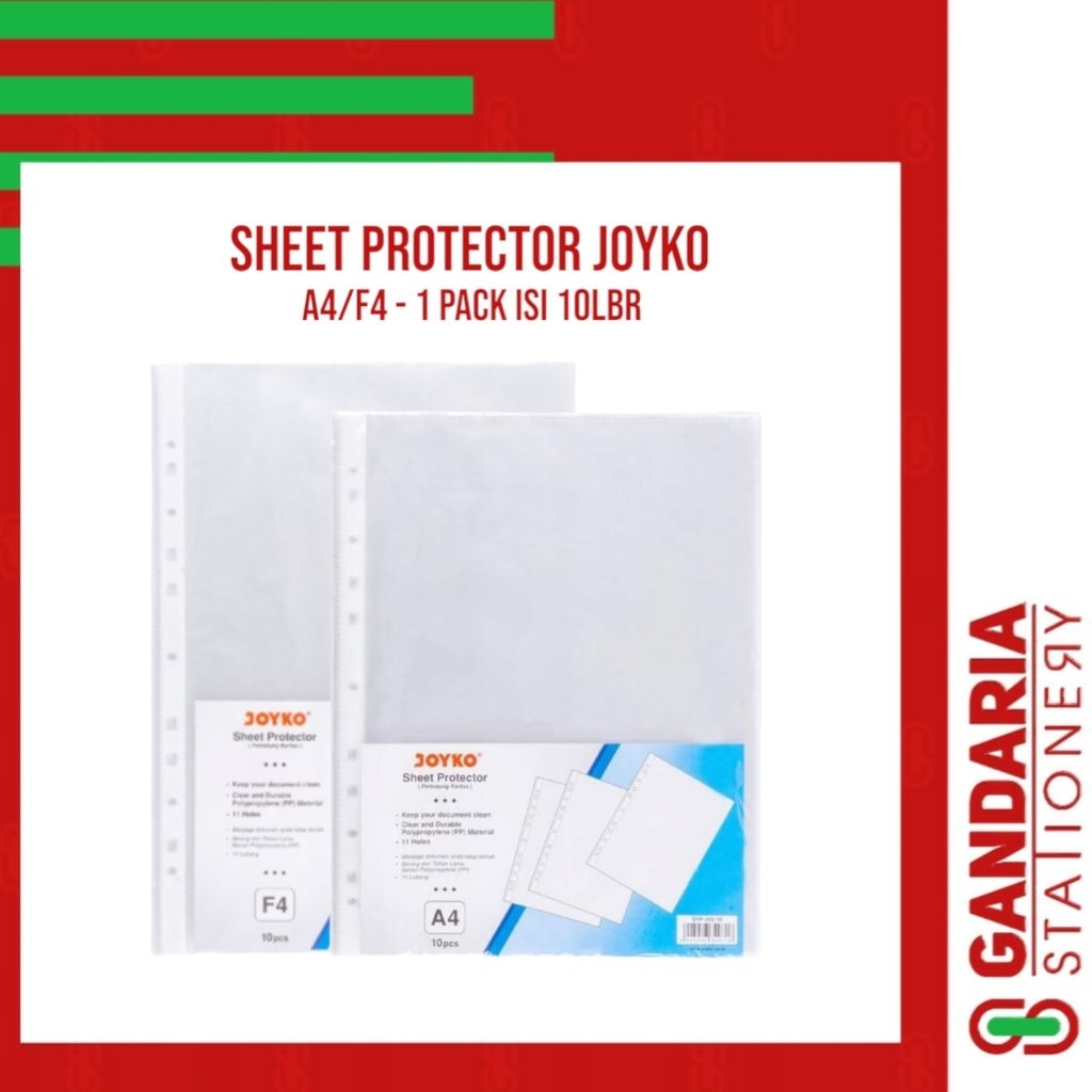 

[10 lbr] Sheet Protector PP Pocket Plastik Binder JOYKO A4/F4