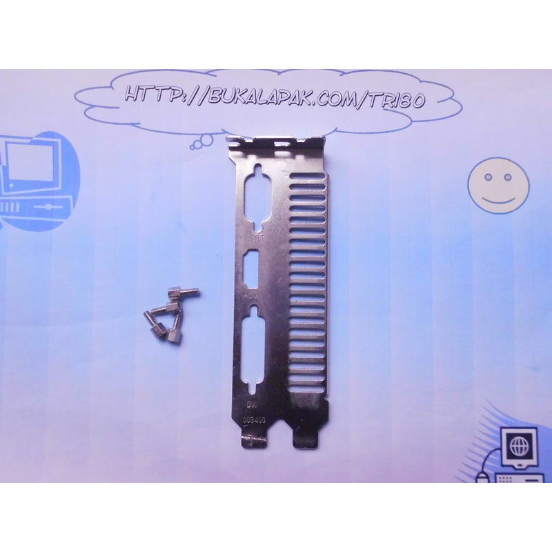 Plat besi - Bracket VGA card 3 lubang 2 slot - CRT HDMI DVI plus 4 pcs Screw