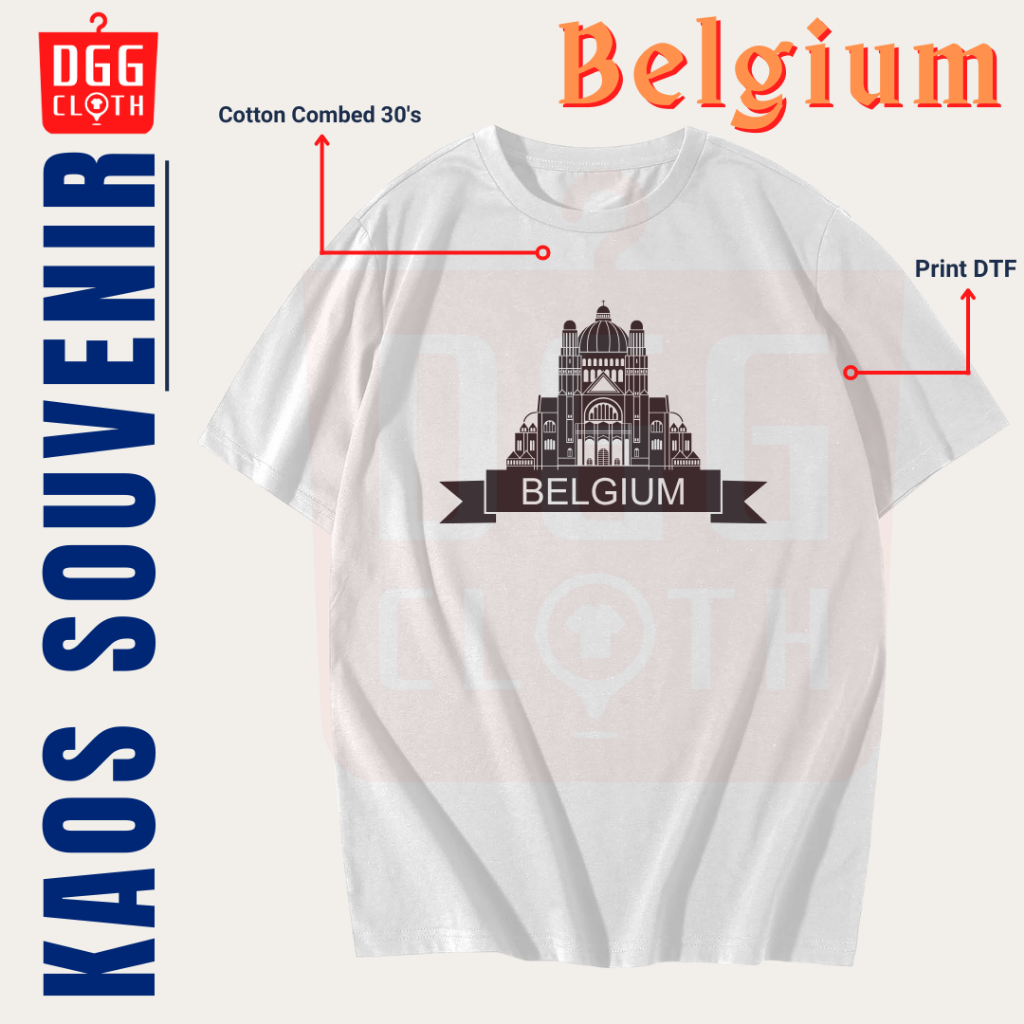 DGG Kaos Oleh-Oleh Negara Belgium/Belgia Tshirt Baju Souvenir Dewasa Anak Type 2
