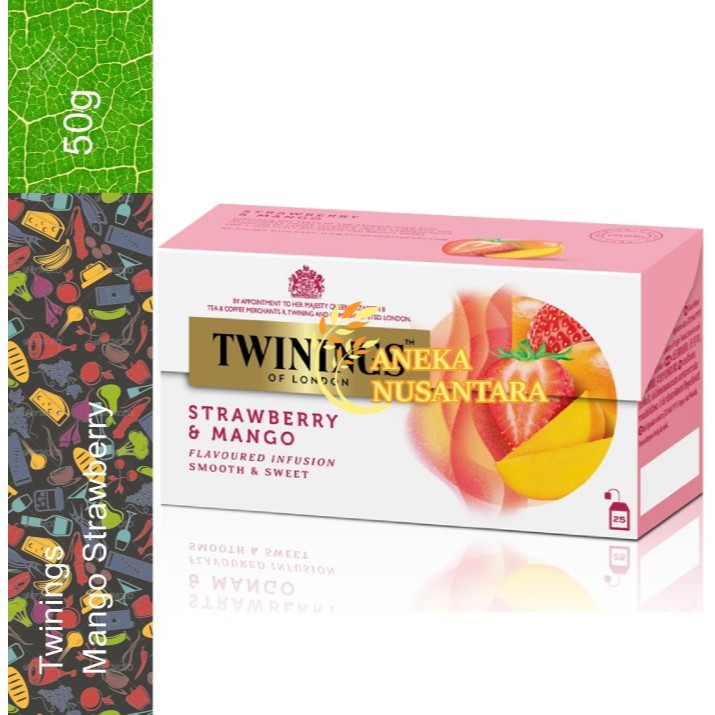 

Twinings Tea Varian Strawberry & Mango Teh Twinings Strawberry and Mango 1x25 Pcs 50g Promo