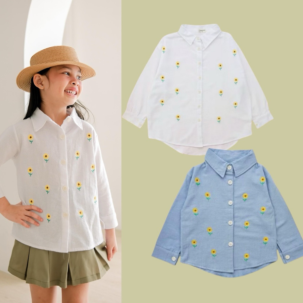 GAHAROO - SUNNY SHIRT - Kemeja linen bordir anak perempuan
