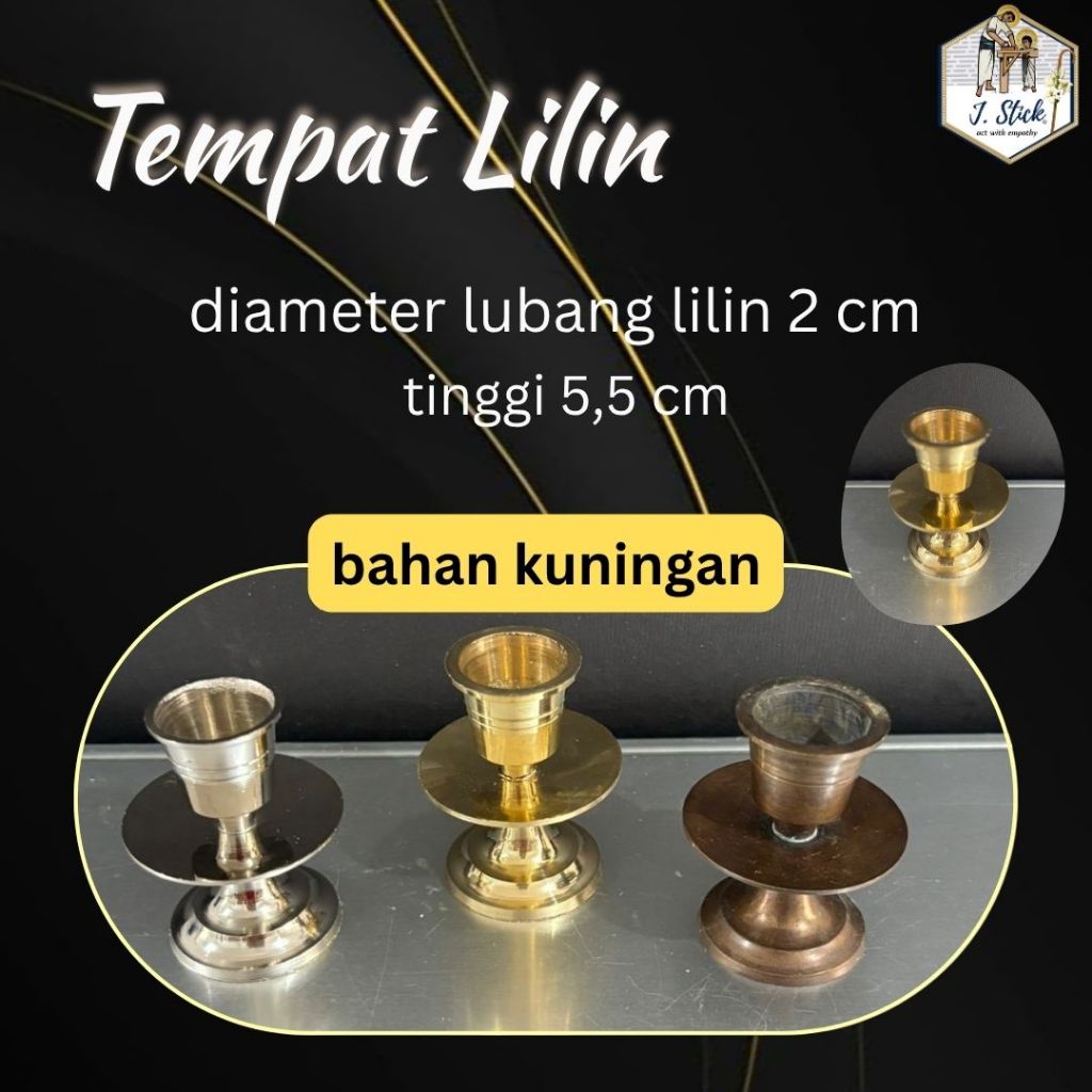 Tempat Lilin, Kuningan / Alumunium, tinggi 5,5 cm, Lilin diameter 2 cm