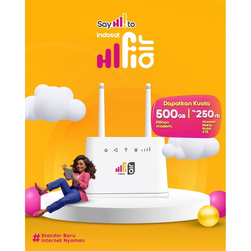 HIFI AIR INDOSAT WIFI MODEN 4G ROUTER FREE KARTU PAKET