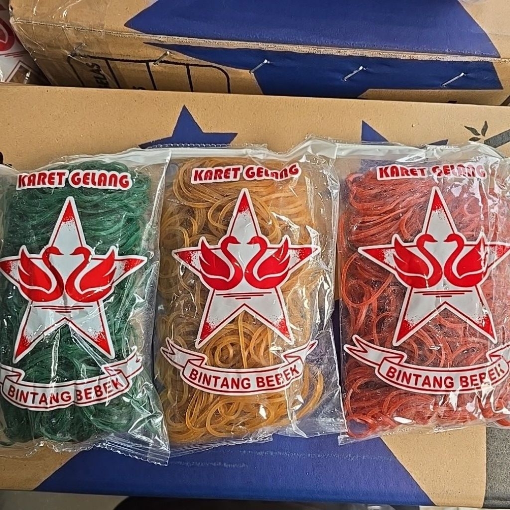 

Karet Gelang / Karet Ikat Warna BINTANG BEBEK 100GRAM