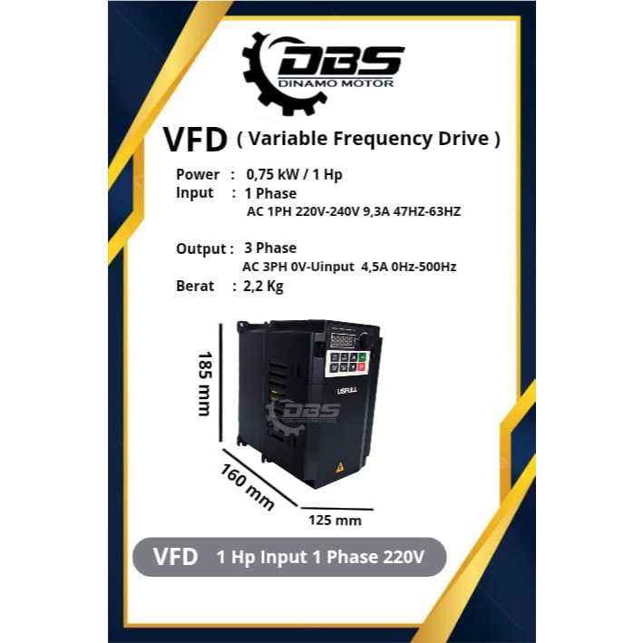 Inverter VFD 1 Hp Input 1 Phase 220 Volt Merek USFULL
