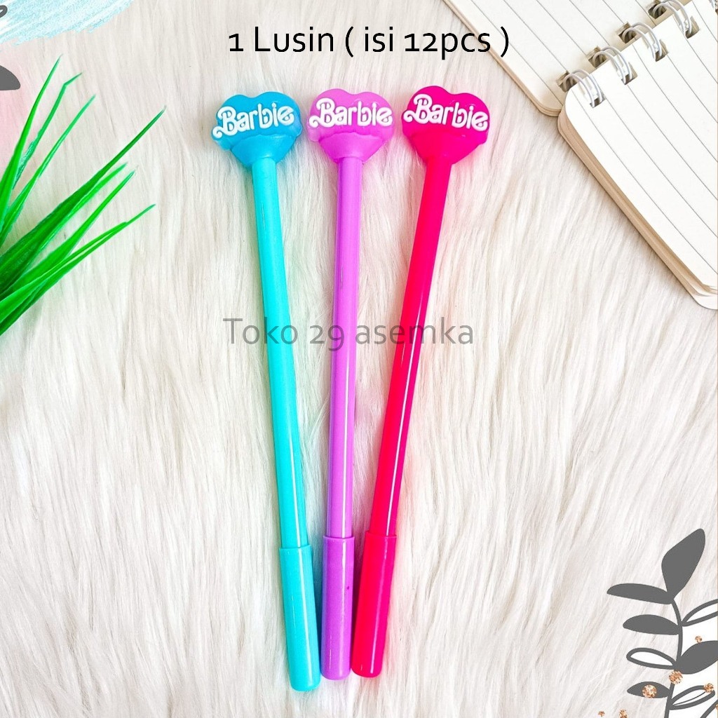

12PCS SELUSIN PULPEN GEL LOVE BERBIE WARNA PASTEL PEN ALAT TULIS BOLPOIN UNIK IMUT MURAH