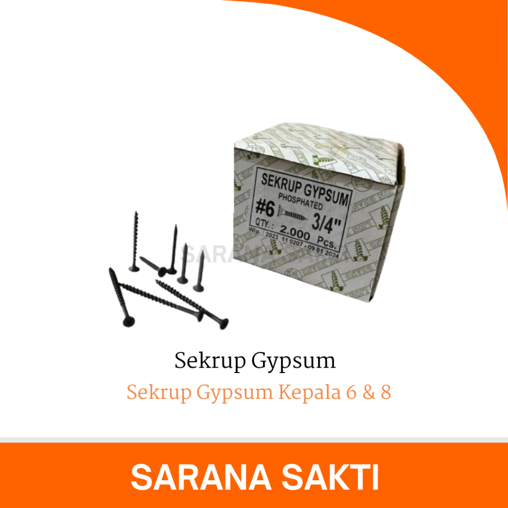 Sekrup Gypsum Kepala Kecil Kepala Besar | Sekrup Gypsum / Drywall Baut Hitam Moon Lion 1 BUNGKUS