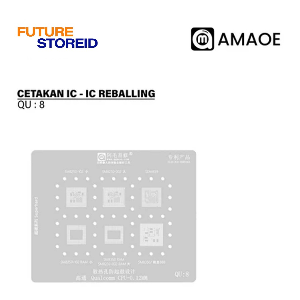 Amaoe QU 8 Cetakan IC BGA Reballing Stencil For SM8350 SDM439 SM8250 102/002 For Qualcomm Snapdragon
