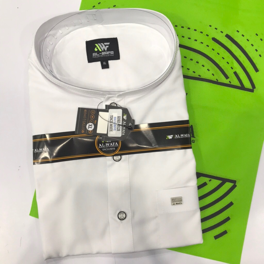 FAVORIT Koko Al Wafa Putih Lengan Pendek Baju Muslim Lengan Pendek Al Wafa Gold