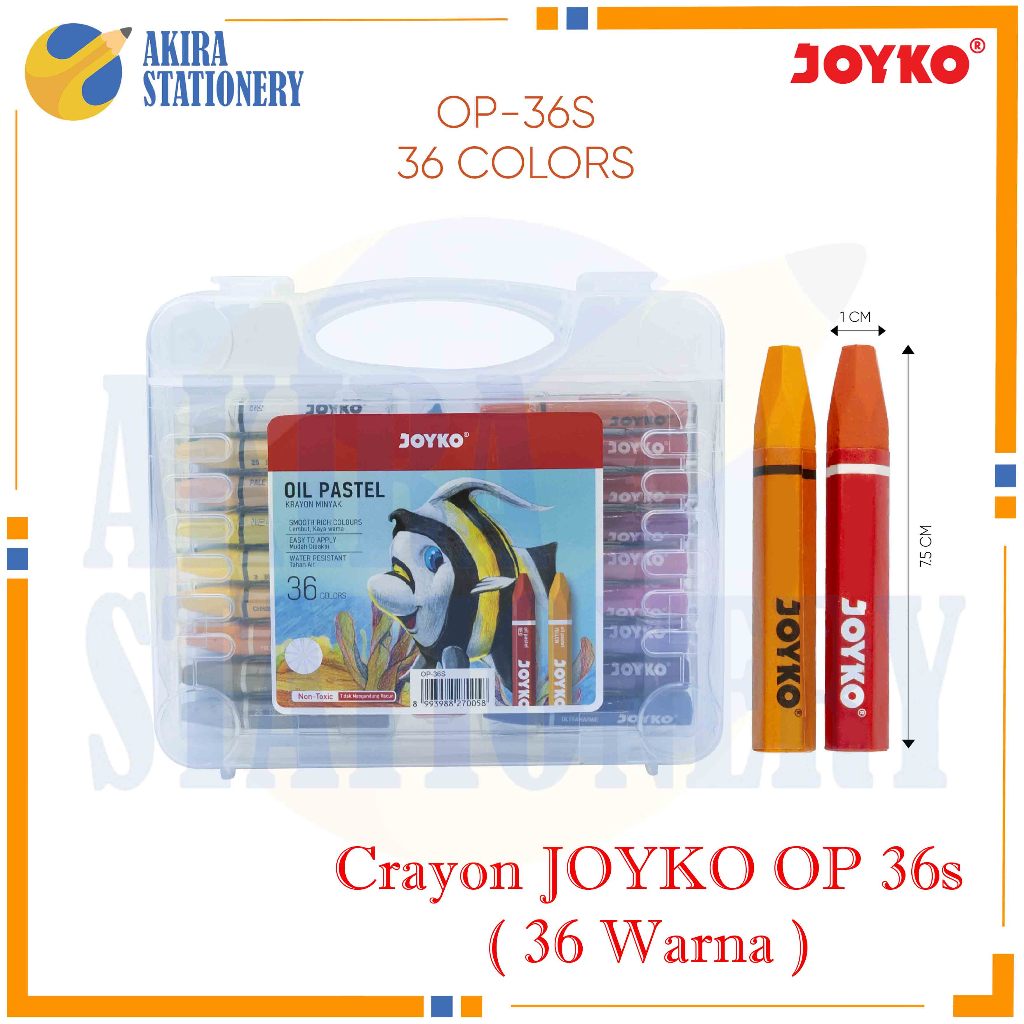 

Krayon JOYKO OP 36 S / Crayon Joyko OP-36s / Kerayon Minyak isi 36 Warna / Oil Pastel OP 36 Colours For Drawing Water Resistant