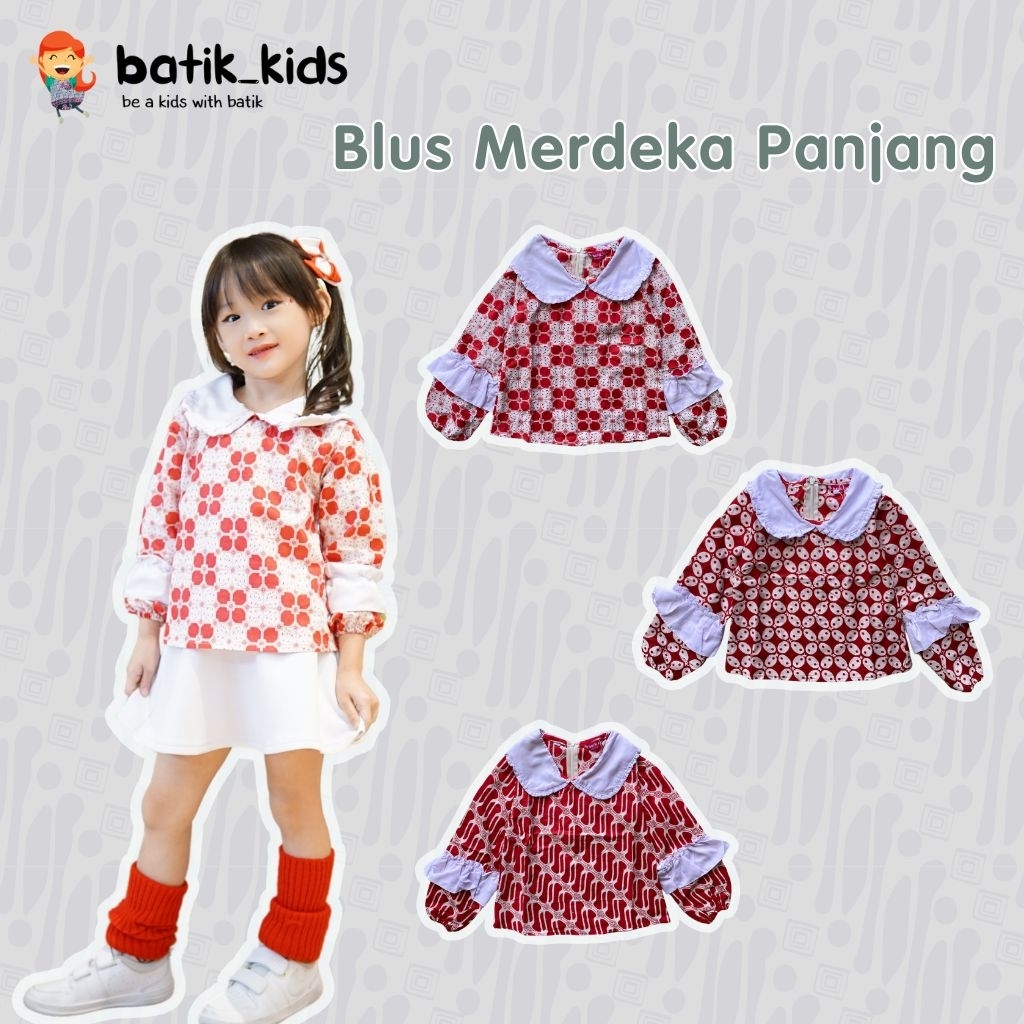 Blus Batik Anak Recca Lengan Panjang Batik Anak Merah Putih Batik Sekolah