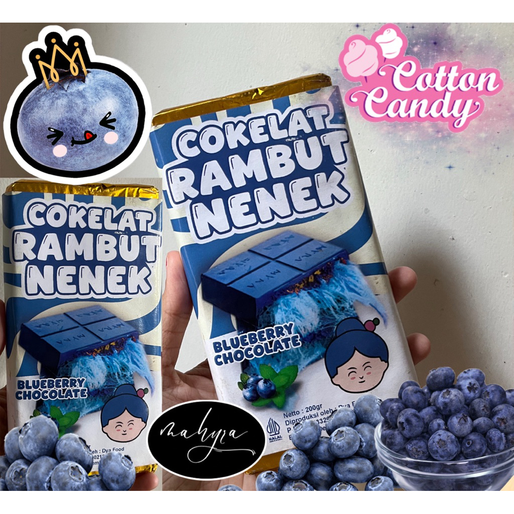 

(FREE GIFT) Coklat rambut nenek BLUEBERRY | Catton candy blueberry | cokelat dubai rambut nenek viral | coklat dubai enak murah | coklat blueberry rambut nenek Snacks Chocolate Makanan Cemilan Food