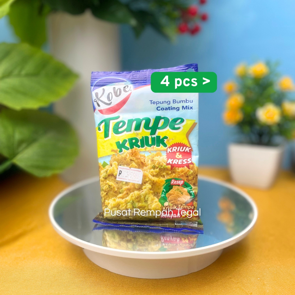 

ISI 4 | Tepung Tempe Kriuk Kobe Tepung Bumbu Coating Mix Renyah 24 Jam Isi 70gr