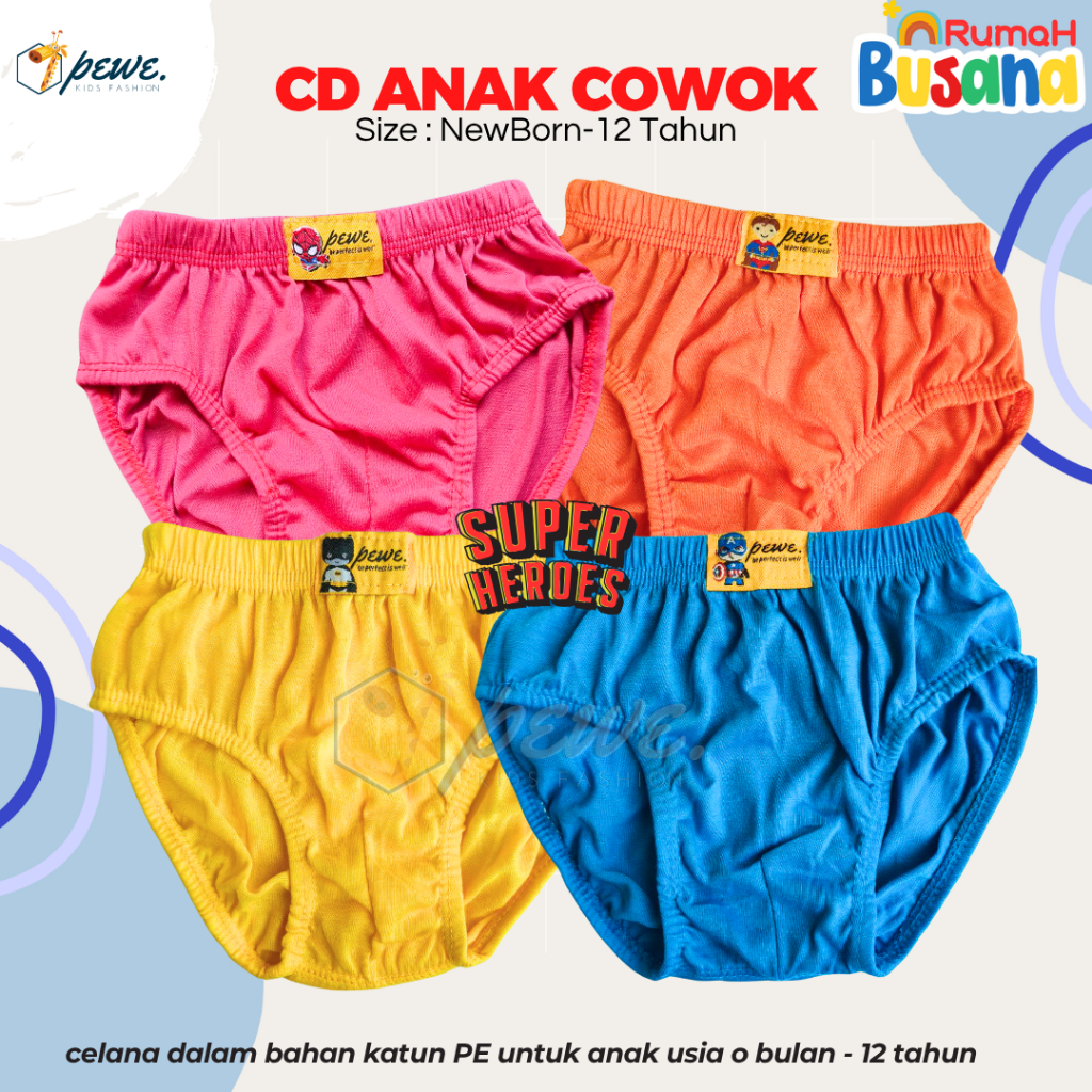 12 PCS Celana Dalam Anak Cowok Murah - Celana Dalam Anak Laki - Sempak Anak Cowok Model polos - Cawa