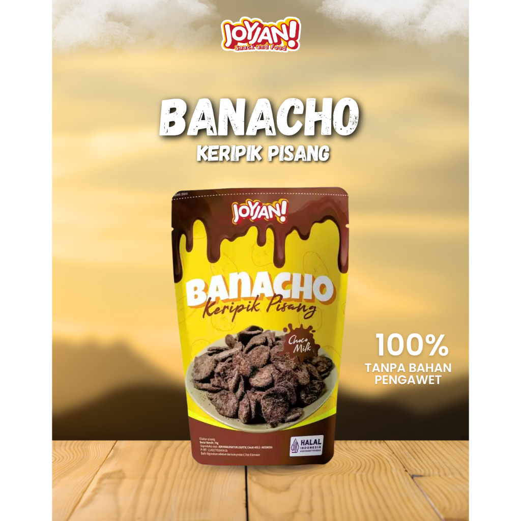 

Joyjan Banacho Keripik Pisang Coklat 70gr - Original Choco Milk Bumbu Tebal Renyah