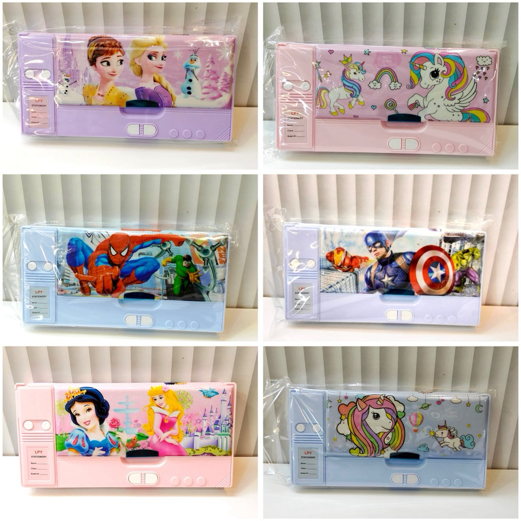 

TEMPAT PINSIL MAGNET 66-12 SPIDERMAN FROZEN PRINCESS CAPTAIN AMERICA UNICORN