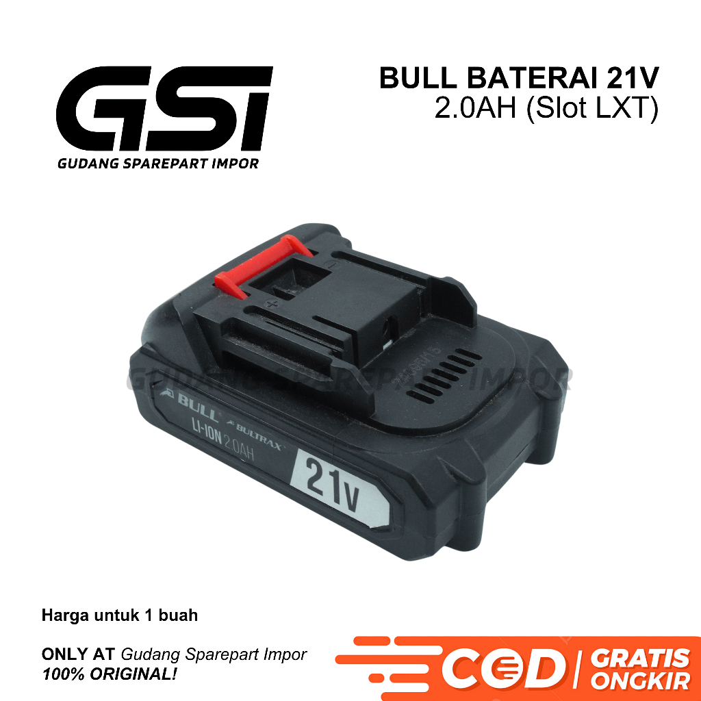 BULL Baterai 21V / 20V Slot LXT 2.0AH untuk Bor Baterai, Impact Baterai, dll / Battery for Cordless