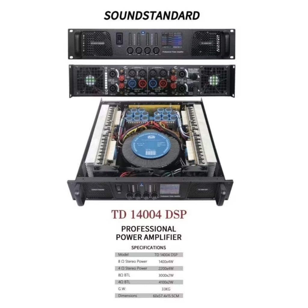 POWER AMPLIFIER SOUNDSTANDARD TD-14004 DSP PROFESIONAL POWER AMPLI 4 CHANNEL x 1400 WATT TD 14004 DS