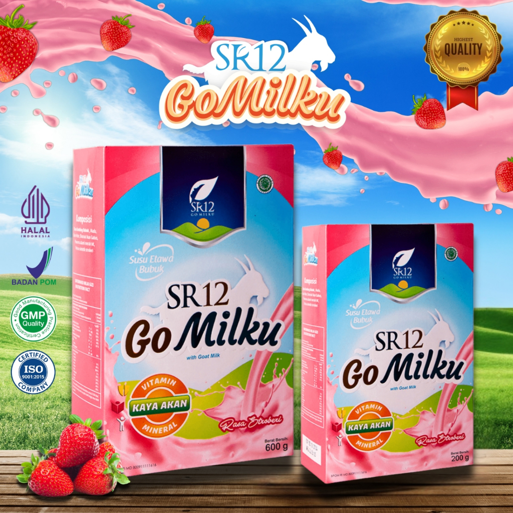 

Go Milku Stroberi SR12 200/600 Gr - Susu Bubuk Kambing Etawa Rasa Stroberi Cocok Semua Usia