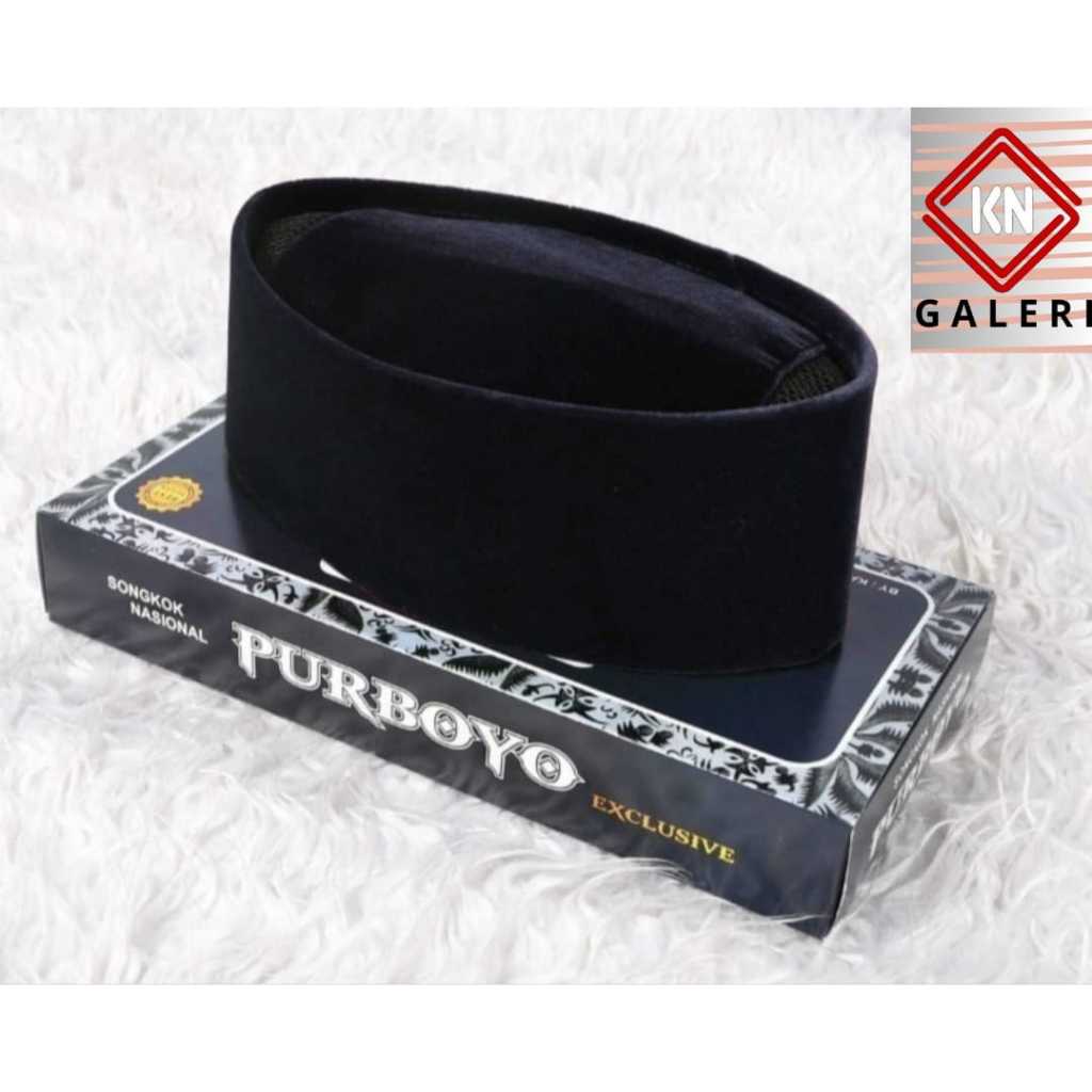 Songkok Hitam Peci Hitam Kopiah Nasional purboyo AC Berbahan Bludru Hitam Kualitas Premium . Songkok