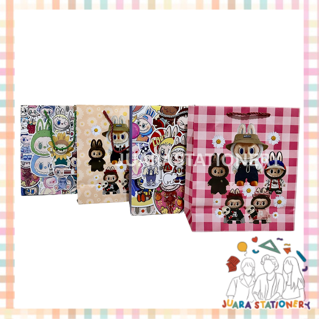 

(688) JUARASTATIONERY Paper Bag Labubu 20x24.5x8.5 cm / Tas Tali Tas Kado Paperbag