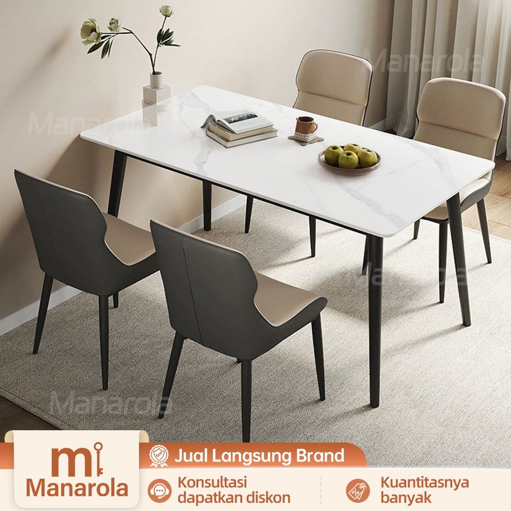 MANAROLA-Meja makan marmer/Meja makan putih/Meja makan persegi panjang/Meja Makan Sederhana Modern