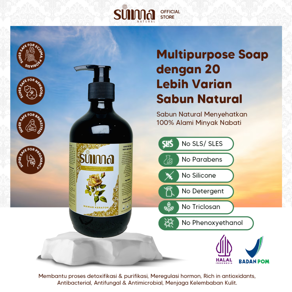 Suma Natural Multipurpose Soap - Sabun Alami & Multifungsi | Jerawat Punggung, Eczema, No SLS/SLES