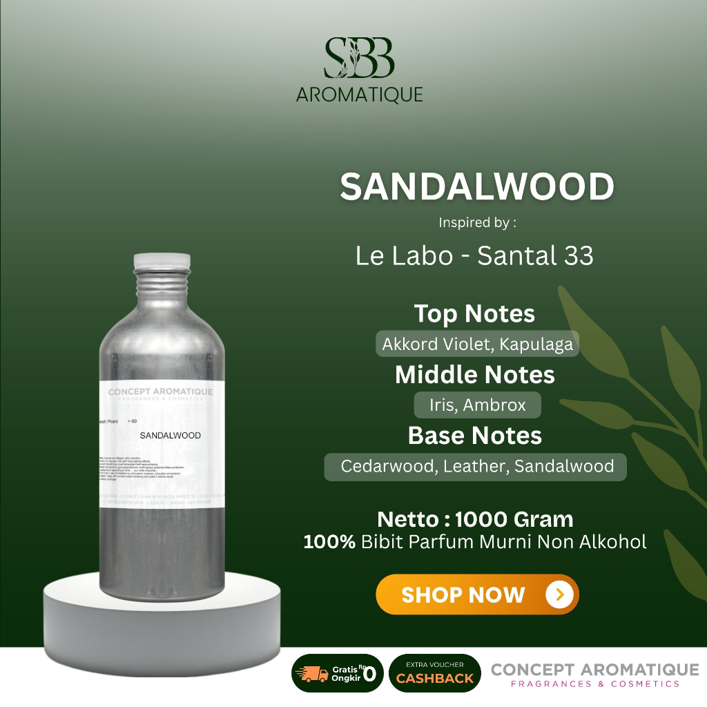 Bibit Parfum Premium Inspired by Le Labo - Santal 33 - Sandalwood
