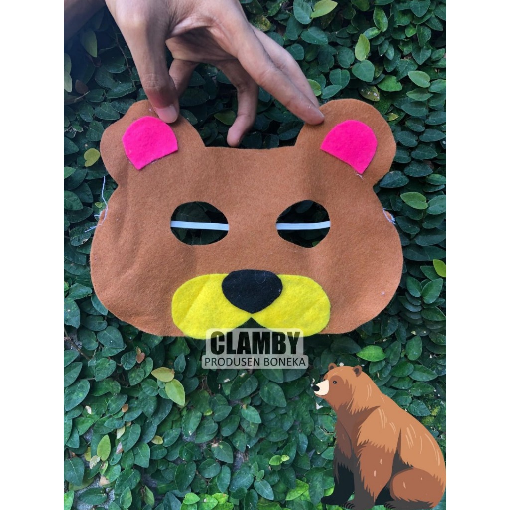 Topeng Flanel Karakter Hewan / Topeng Pesta Motif Hewan Beruang Panda Bebek Burung