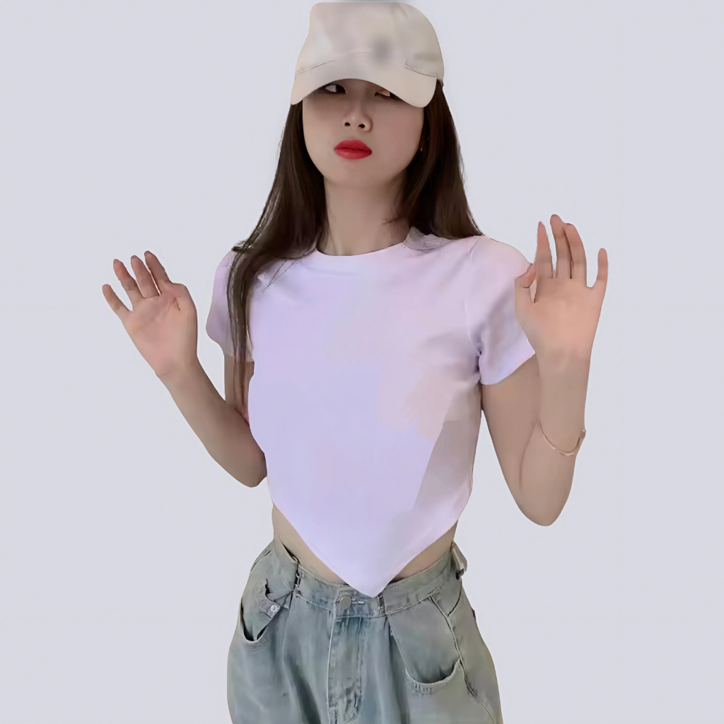 Women's O Neck Slim Fit Crop Top Short Sleeve / Crop Top Korea Crop Tee / Korean Top CT120