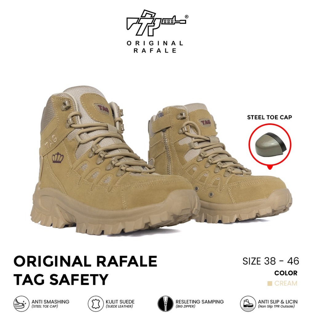 Tactical TAG SWAG Sepatu Tactical Pria Safety Ujung Besi Bahan Suede Cordura Tinggi 7 Inci Sepatu Ta
