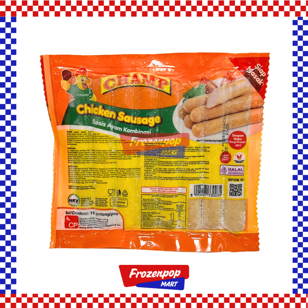 

Champ Sosis Ayam isi 15 potong 375gr Chicken Sausage [INSTANT MALANG]
