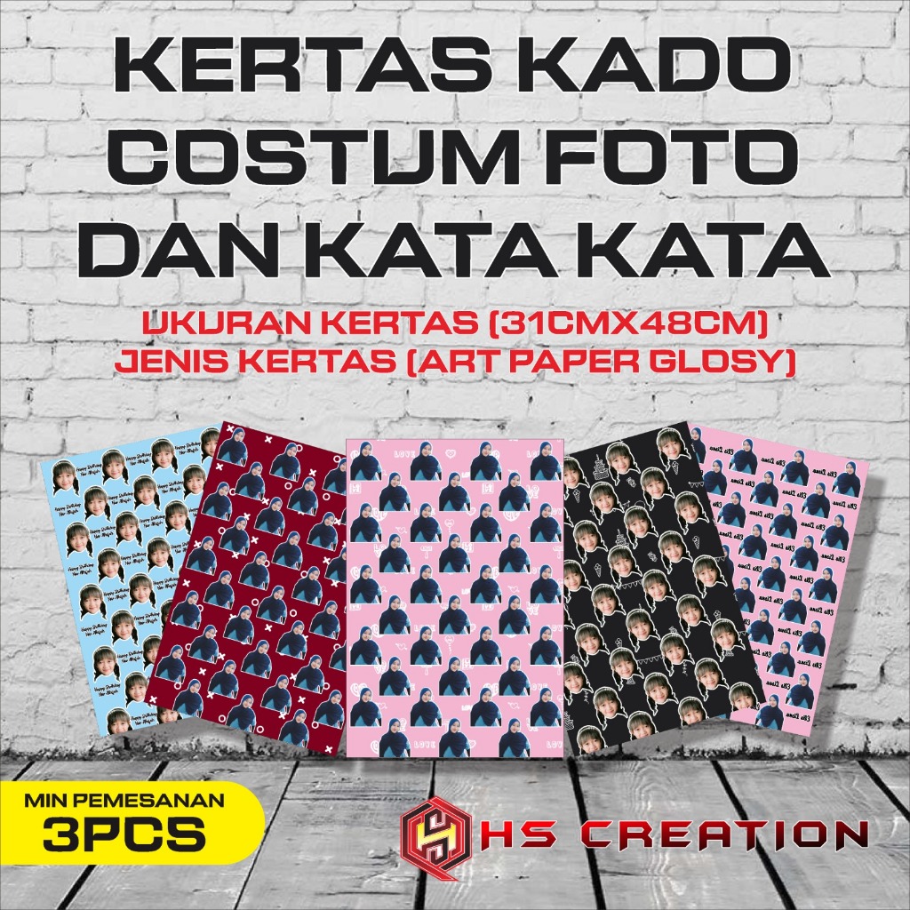 

KERTAS KADO CUSTOM MUKA TULISAN SATUAN | DESIGN BEBAS | BAHAN ART PAPER GLOSY