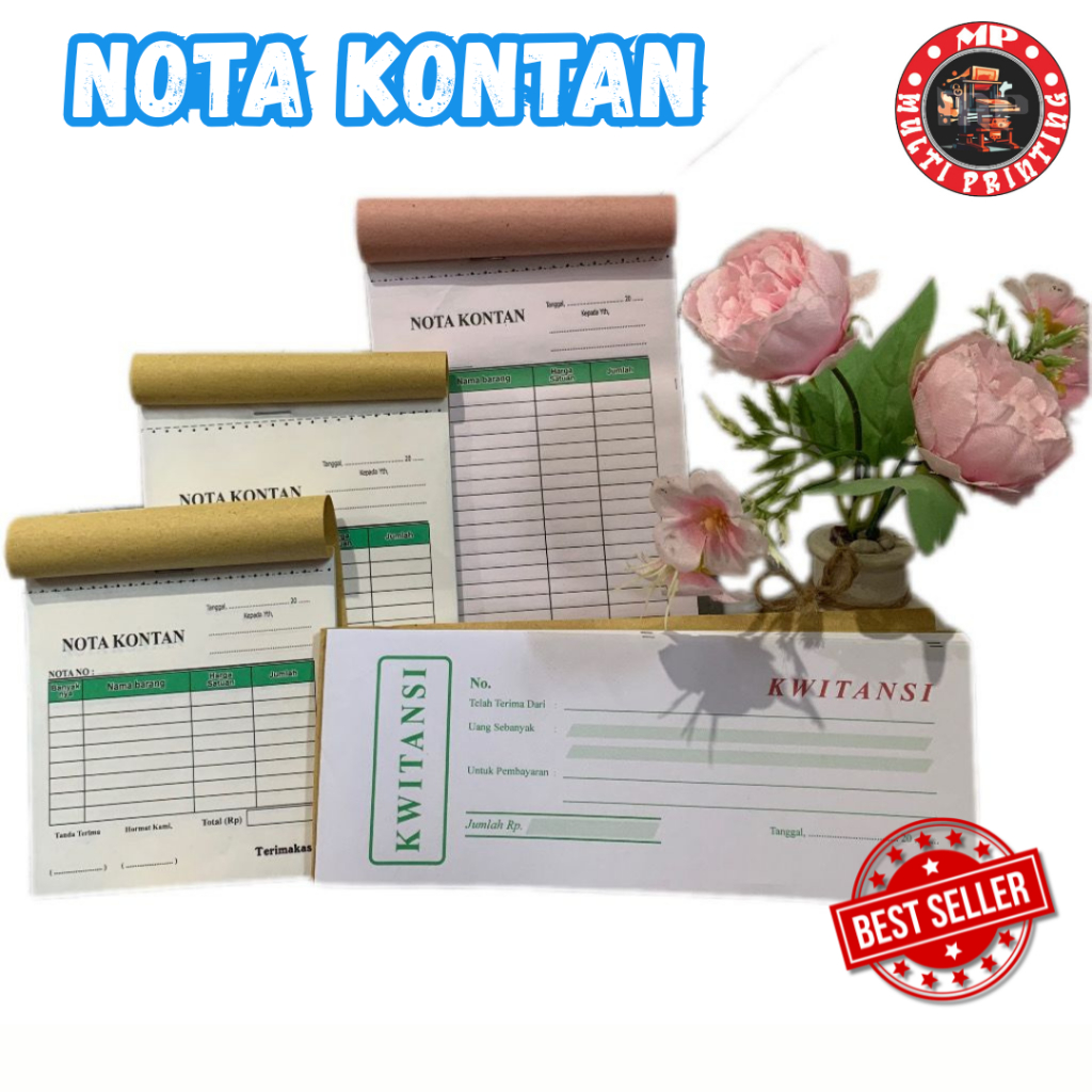 

nota kontan full color ukuran sedang 1/4 1/3 1/6 dan kwitansi polio multi printing