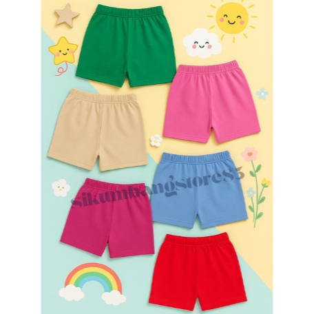 Celana Shot Pendek Polos Anak Perempuan Katun Nyaman