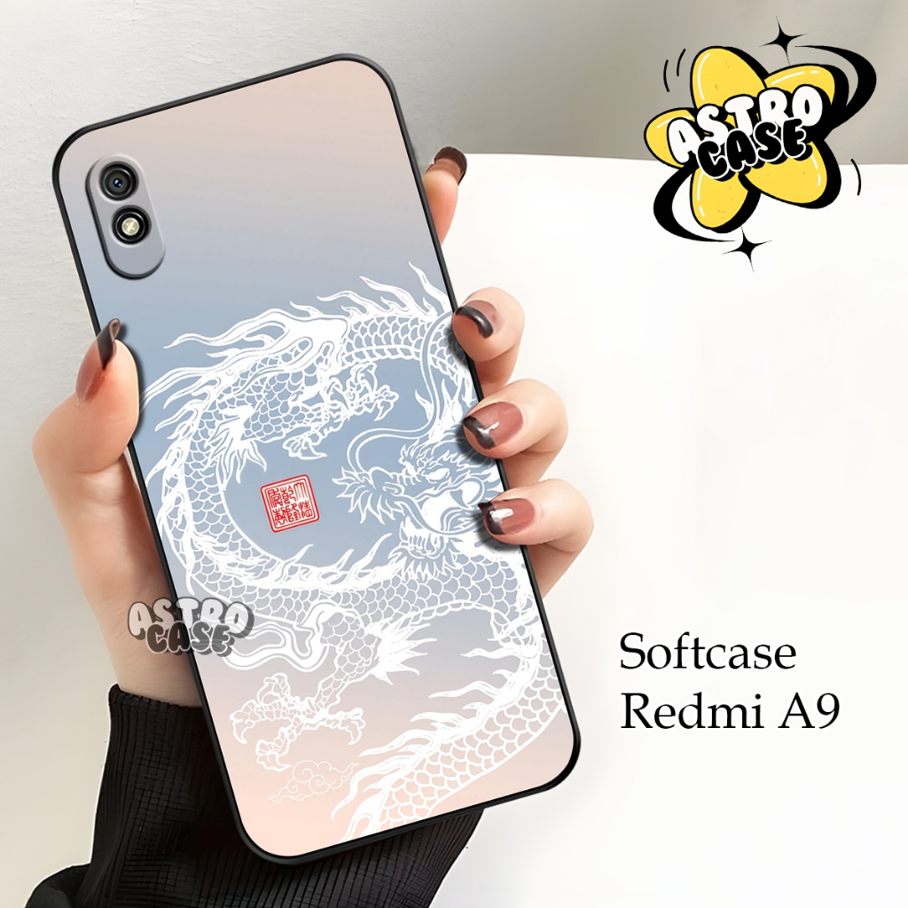 Astrocase- Case Redmi 9A New Full Cover Motif Dragon- Cassing Redmi 9A Full karet Case Keren Redmi A