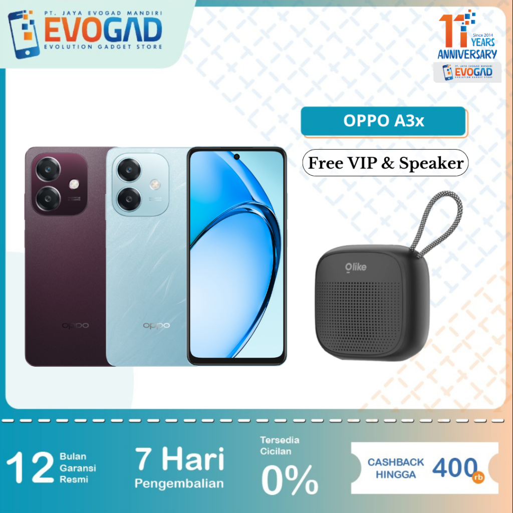 Oppo A3x 4/64GB & 4/128GB, Qualcomm Snapdragon 6s 4G Gen1 Super VOOC 45w | Garansi Resmi Oppo Indone