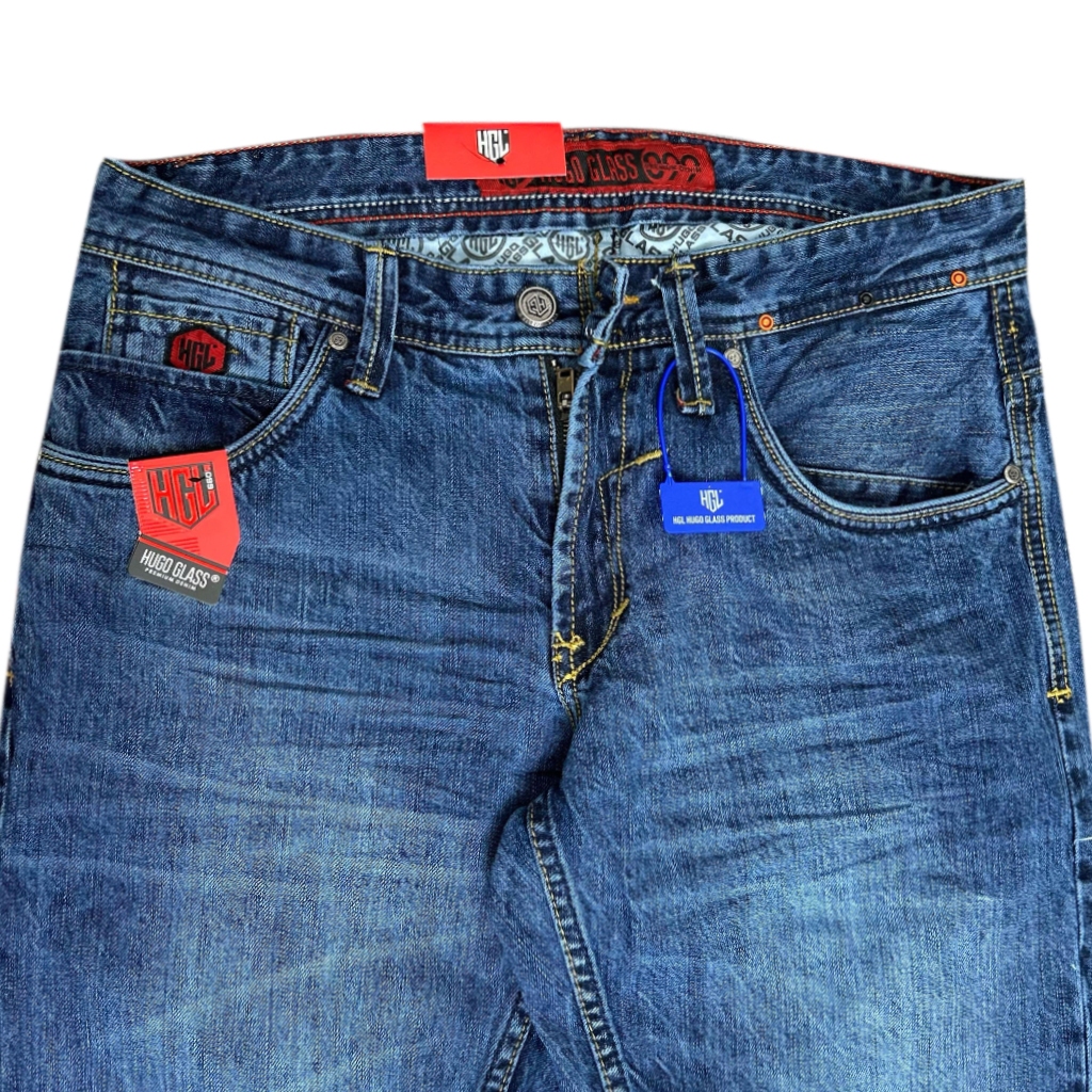 HUGO GLASS ORIGINAL Jeans Pria Panjang Slimfit Bahan Corvus Selvedge Fidding Denim Import Terbaru