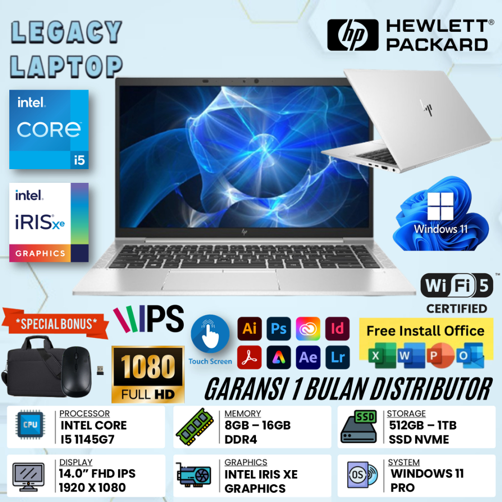 Laptop HP Elitebook 840 G8 Intel Core i5 1145G7 Ram 8GB 1TB SSD 14 FHD Touchscreen Windows 10