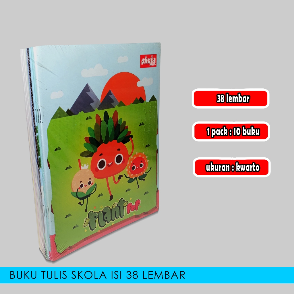 

buku tulis skola 38 lembar / ukuran kwarto / 1 pack / 10 buku