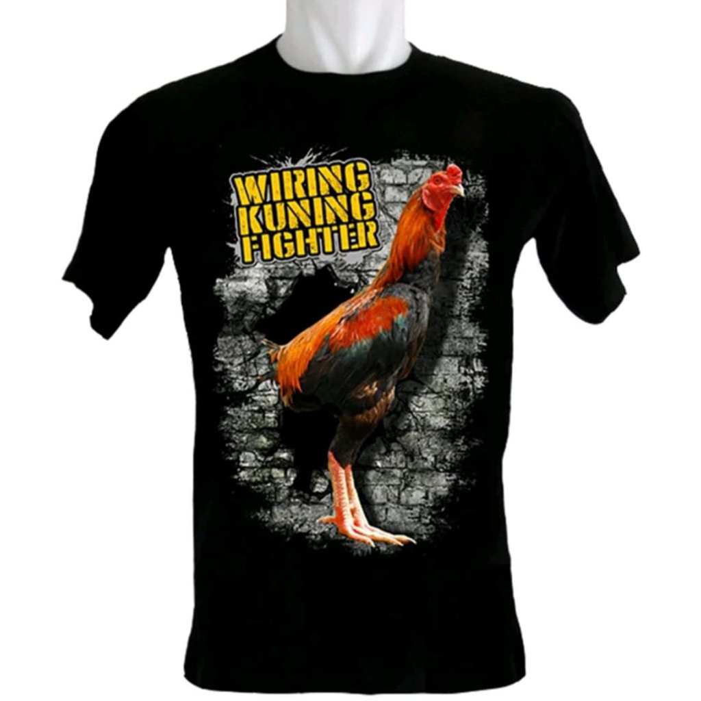KAOS AYAM BANGKOK WIRING KUNING FIGHTER CORAK BG ABU
