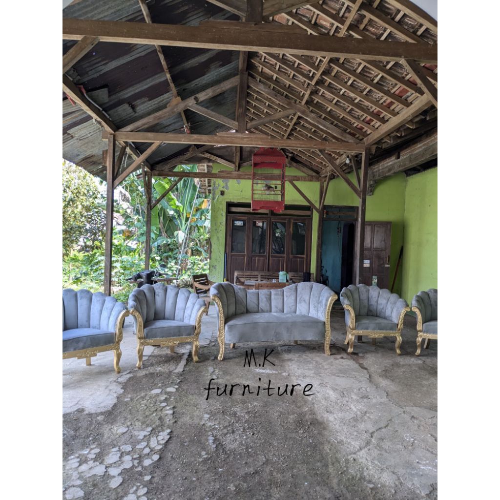 SOFA PELAMINAN KERANG TERBARU | SOFA PELAMINAN KERANG | SOFA KERANG UKIRAN | SOFA KERANG